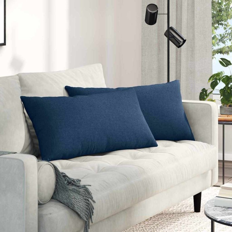 Coussins de canapé 2 pcs Bleu 80 x 40 cm tissu 521530521530