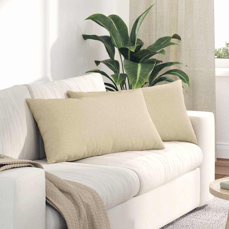 Coussins de canapé 2 pcs Crème 80 x 40 cm tissu 521531521531