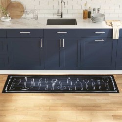 Tapis de Cuisine Noir 180 x 60 cm Velours 521535521535