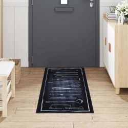 Tapis de Cuisine Noir 180 x 60 cm Velours 521535521535