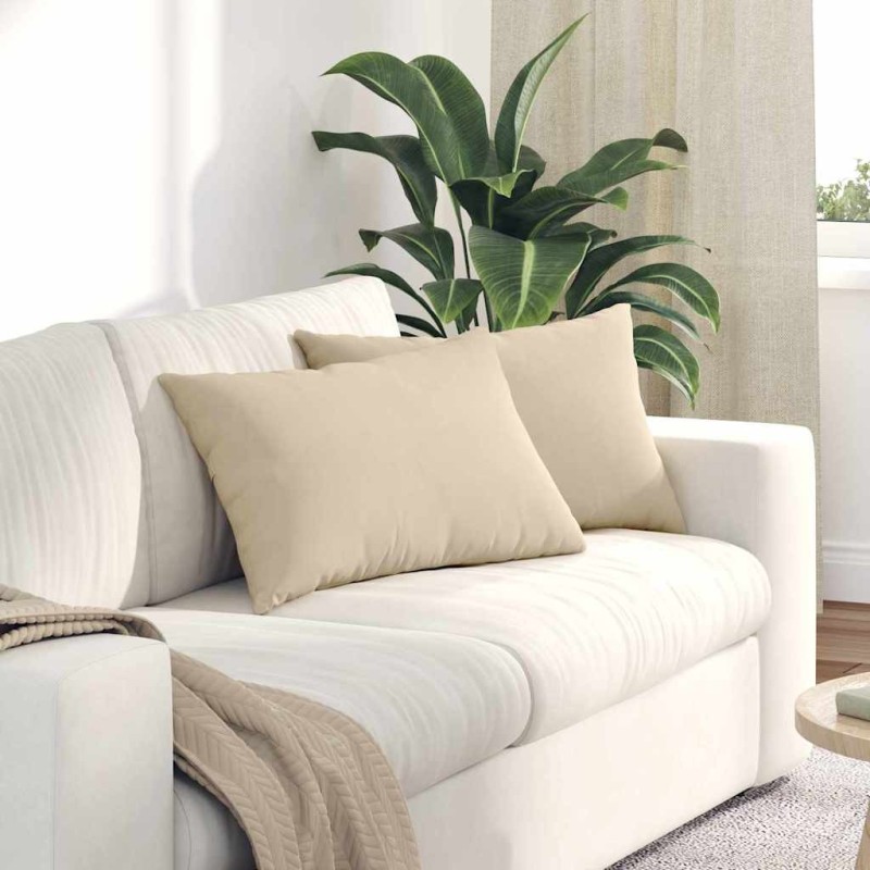 Coussins de canapé 2 pcs Crème 60 x 40 cm tissu 521548521548