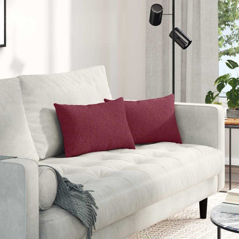 Coussins de canapé 2 pcs Bordeaux 50 x 30 cm tissu 521624521624