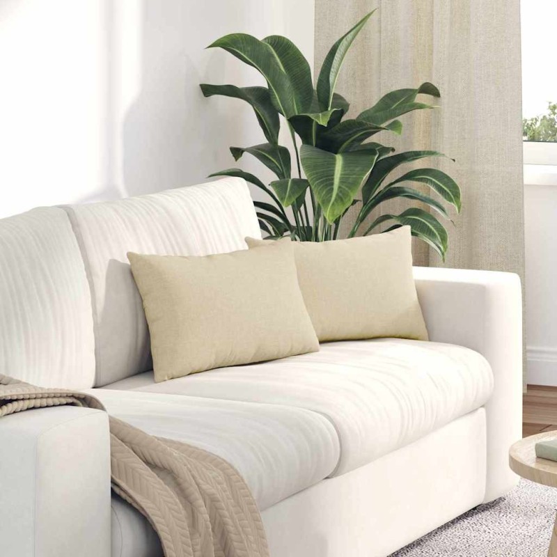 Coussins de canapé 2 pcs Crème 50 x 30 cm tissu 521641521641