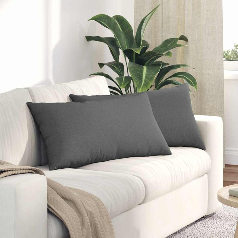 Coussins de canapé 2 pcs Gris foncé 80 x 40 cm tissu 521676521676