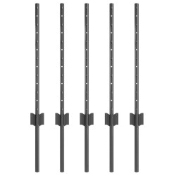Poteau de clôture. 5 pcs Gris 60 cm Acier 521714521714
