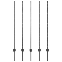 Poteau de clôture. 5 pcs Gris 140 cm Acier 521717521717