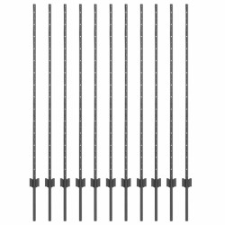 Poteau de clôture. 11 pcs Gris 140 cm Acier 521721521721