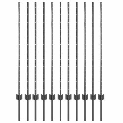 Poteau de clôture. 11 pcs Gris 120 cm Acier 521734521734