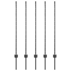 Poteau de clôture. 5 pcs Gris 120 cm Acier 521735521735