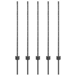 Poteau de clôture. 5 pcs Gris 100 cm Acier 521749521749