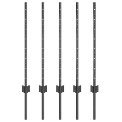 Poteau de clôture. 5 pcs Gris 80 cm Acier 521750521750