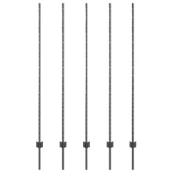Poteau de clôture. 5 pcs Gris 160 cm Acier 521751521751