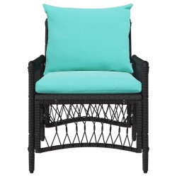 Chaise de jardin avec coussin Noir 73 x 61 x 77 cm polyrotin 521766521766