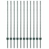 Poteau de clôture. 11 pcs Vert 120 cm Acier 521771521771