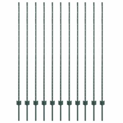 Poteau de clôture. 11 pcs Vert 150 cm Acier 521772521772