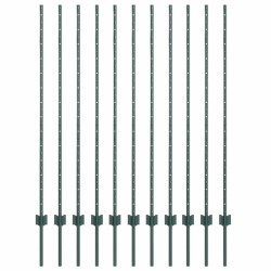 Poteau de clôture. 11 pcs Vert 140 cm Acier 521774521774