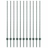 Poteau de clôture. 11 pcs Vert 140 cm Acier 521774521774