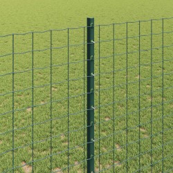 Poteau de clôture. 11 pcs Vert 140 cm Acier 521774521774