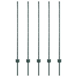 Poteau de clôture. 5 pcs Vert 120 cm Acier 521777521777