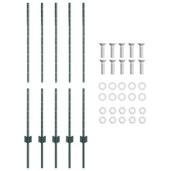 Poteau de clôture. 5 pcs Vert 120 cm Acier 521777521777