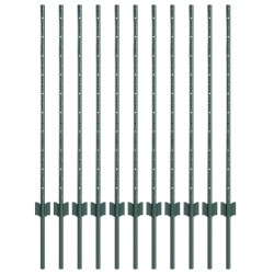 Poteau de clôture. 11 pcs Vert 100 cm Acier 521778521778