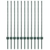 Poteau de clôture. 11 pcs Vert 100 cm Acier 521778521778