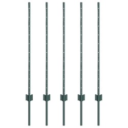 Poteau de clôture. 5 pcs Vert 140 cm Acier 521779521779