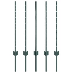 Poteau de clôture. 5 pcs Vert 120 cm Acier 521780521780