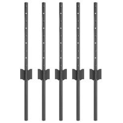 Poteau de clôture. 5 pcs Gris 40 cm Acier 521792521792