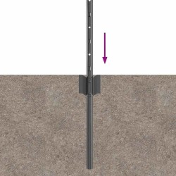 Poteau de clôture. 5 pcs Gris 40 cm Acier 521792521792