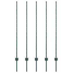 Poteau de clôture. 5 pcs Vert 140 cm Acier 521900521900