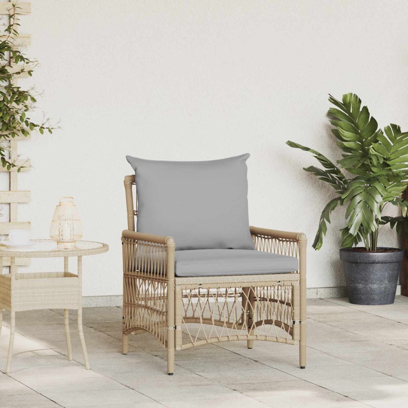 Chaise de jardin avec coussin Beige 73 x 61 x 77 cm polyrotin 521933521933