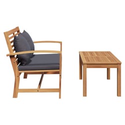 banc Brun et gris foncé 110 x 66 x 76 cm Bois de teck massif 522049522049