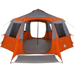 Tente de cabane 12 personnes Gris et orange 500 x 500 x 294 cm 522946522946