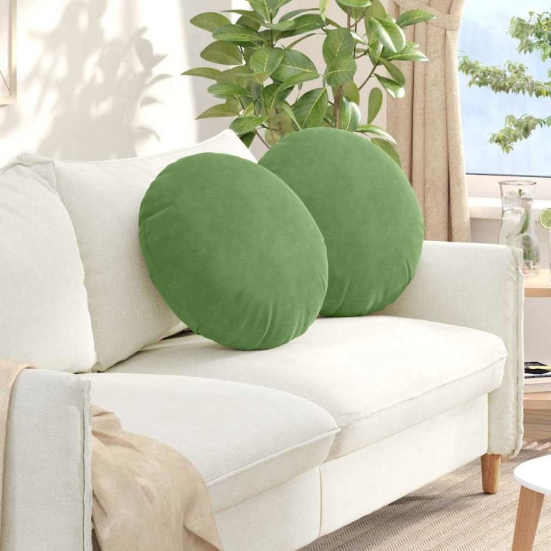 Coussins de siège 2 pcs Vert clair Ø50 x 19 cm Velours 523090523090