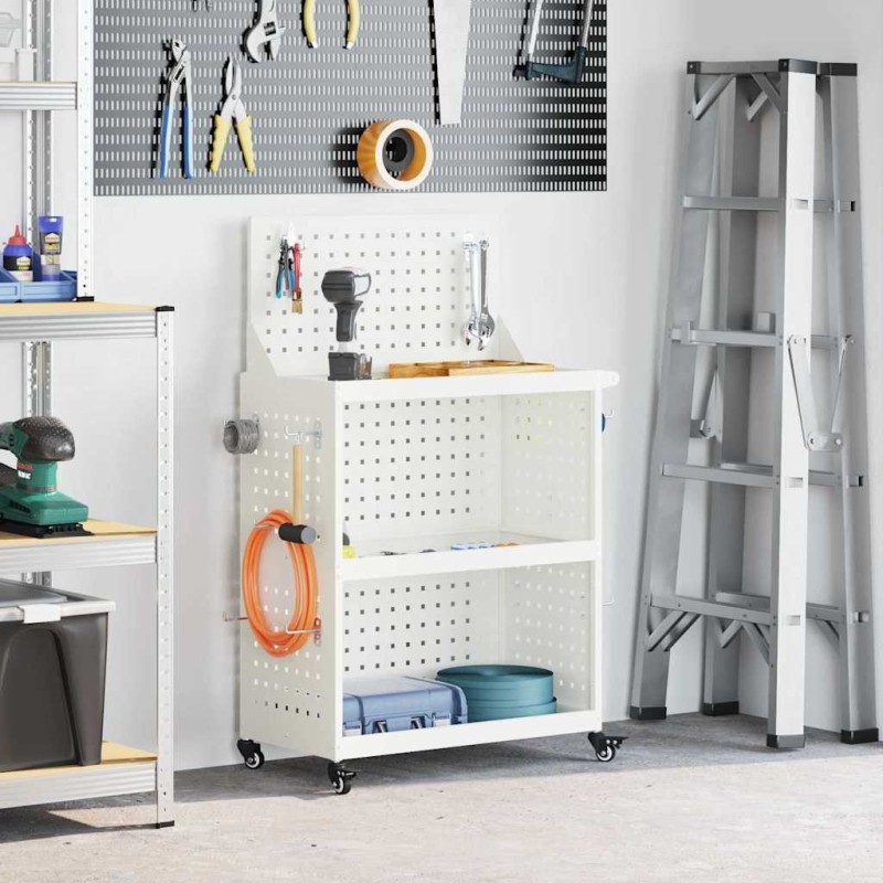 Chariot à outils Blanc 65 x 35 x 111 cm Acier laminé à froid 523095523095