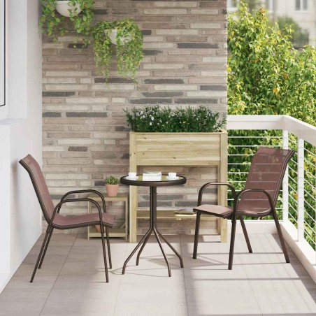 Ensemble bistro de jardin 3 pcs Marron Acier 523190523190
