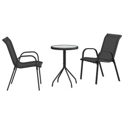 Ensemble bistro de jardin 3 pcs Noir Acier 523192523192