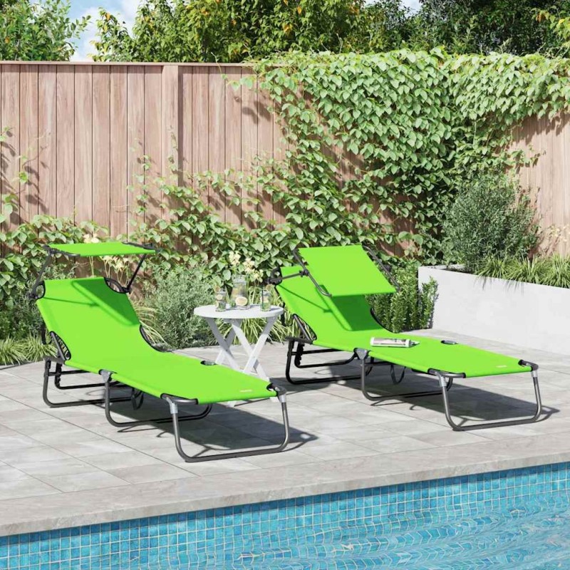 Chaise longue pliante 2 pcs Vert 190 x 57 x 81 cm oxford 523273523273