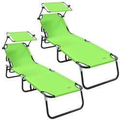 Chaise longue pliante 2 pcs Vert 190 x 57 x 81 cm oxford 523273523273