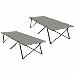 Lit de camping pliant 2 pcs Gris 206 x 76 x 74 cm 523275523275