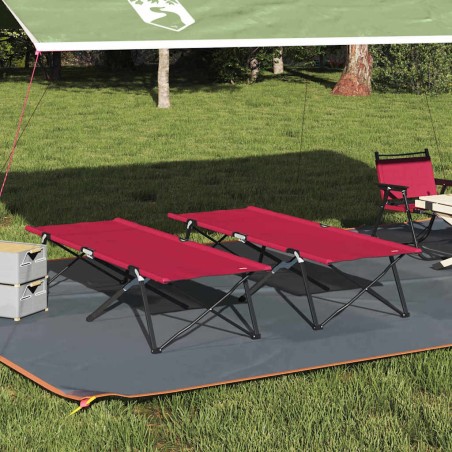 Lit de camping pliant 2 pcs Rouge 206 x 76 x 74 cm 523277523277