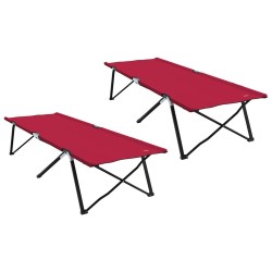 Lit de camping pliant 2 pcs Rouge 206 x 76 x 74 cm 523277523277