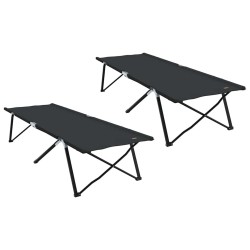 Lit de camping pliant 2 pcs Noir 206 x 76 x 74 cm 523278523278