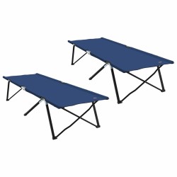 Lit de camping pliant 2 pcs Bleu 206 x 76 x 74 cm 523279523279