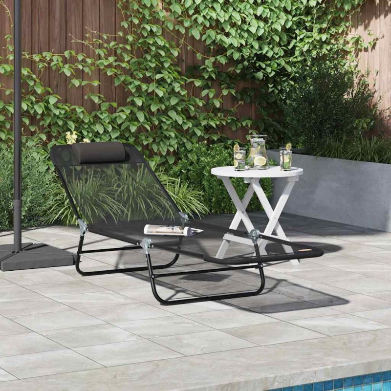Chaise longue pliante Noir 182 x 55 x 85,5 cm Textilène 523281523281