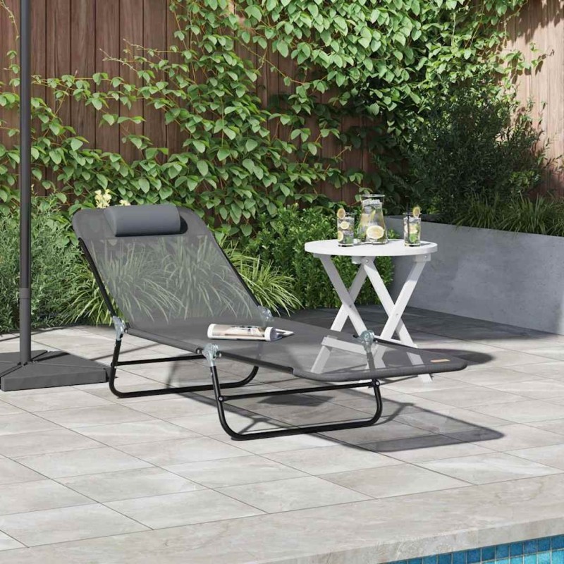 Chaise longue pliante Gris 182 x 55 x 85,5 cm Textilène 523284523284