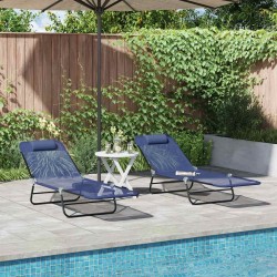 Chaise longue pliante 2 pcs Bleu marine 182 x 55 x 85,5 cm 523285523285