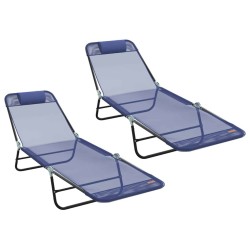 Chaise longue pliante 2 pcs Bleu marine 182 x 55 x 85,5 cm 523285523285