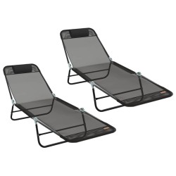Chaise longue pliante 2 pcs Noir 182 x 55 x 85,5 cm Textilène 523286523286